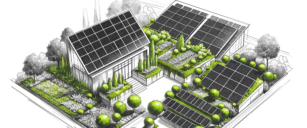 granja sostenible con paneles solares